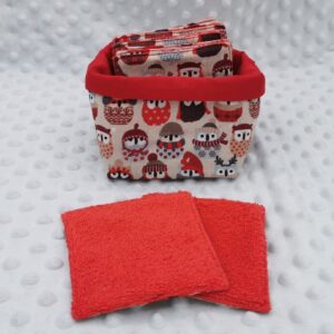 Panier de lingettes démaquillantes Hiboux n°20 - vue côté éponge lingettes