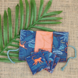 Pochette voyages lingettes Jungle 4 vu lingettes sorties coté décoratif